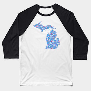 Bikes and Blooms in Blue | Floral Michigan Magnets and Stickers | Cherie's Art(c)2021 Baseball T-Shirt